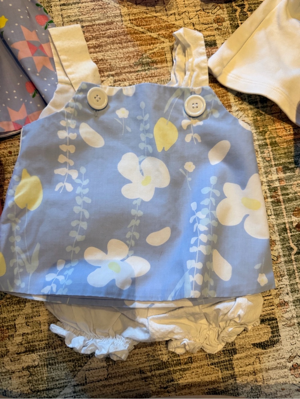 The Beaufort Bonnet Company Blue and White Floral Girls Matching Set